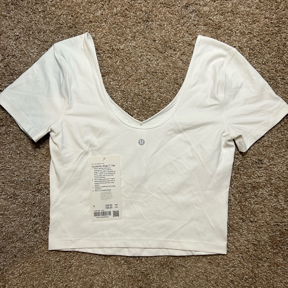 Lululemon BNWT Align Tee in White- Size 8